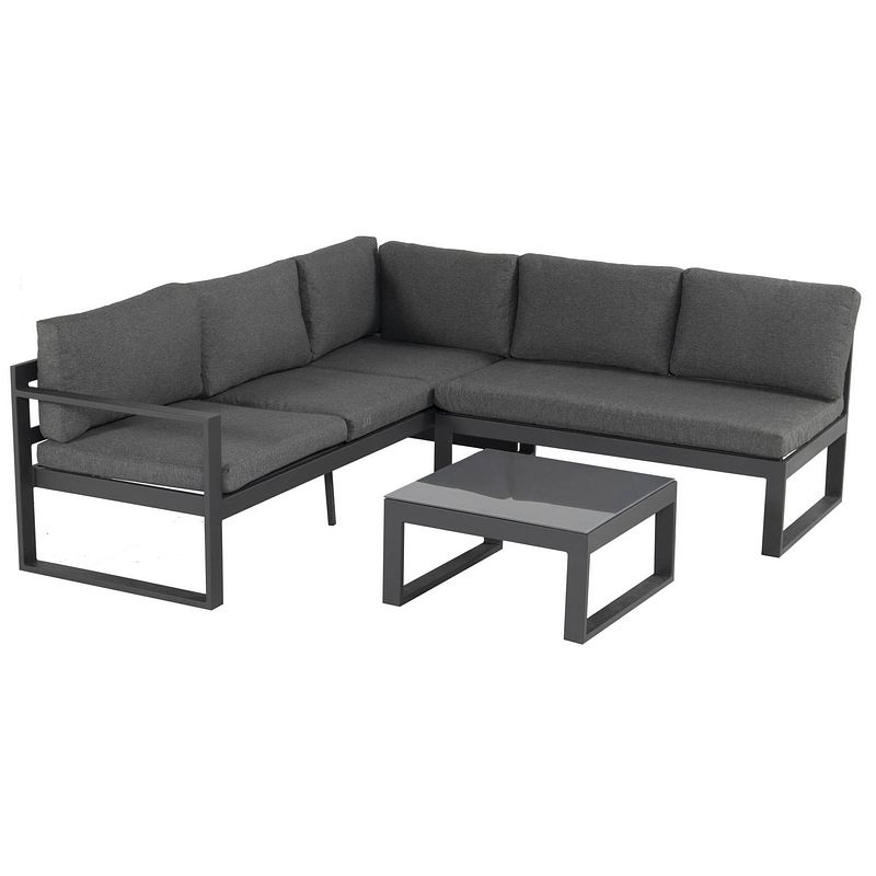 Foto van Hartman aluminium hoek loungeset met ligbed functie - donkergrijs