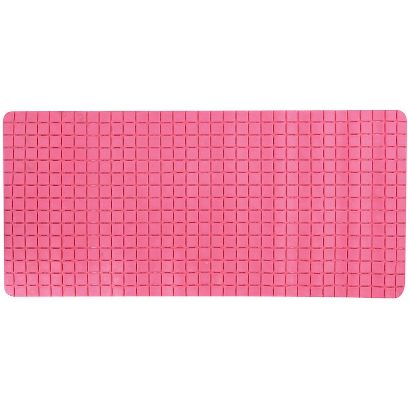 Foto van Msv douche/bad anti-slip mat badkamer - rubber - fuchsia roze - 76 x 36 cm - badmatjes