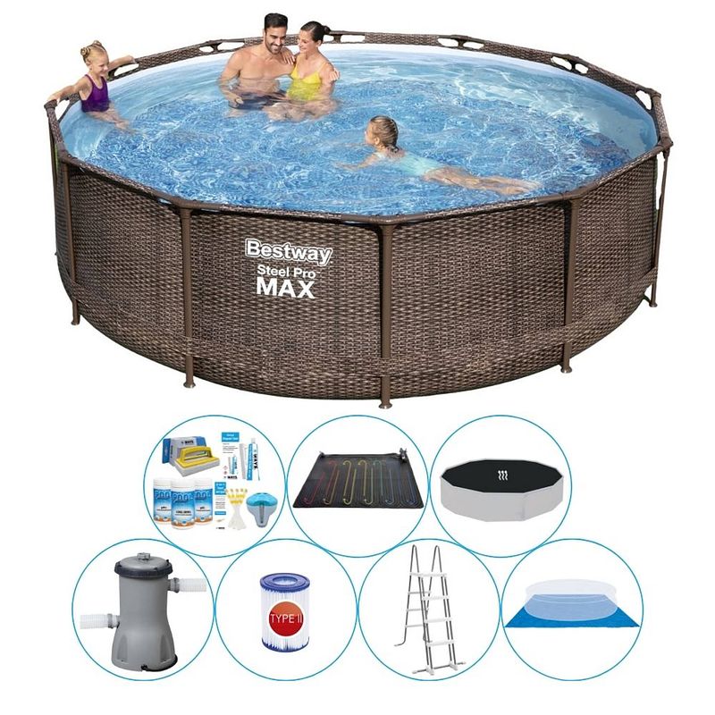 Foto van Zwembad combi deal - bestway steel pro max rattan 366x100 cm