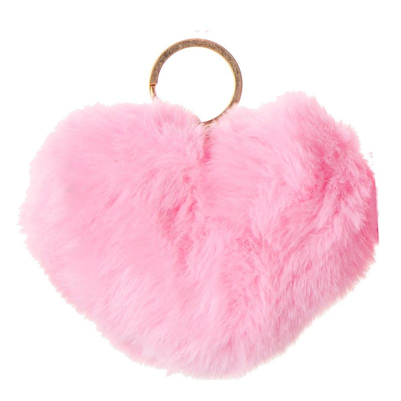 Foto van Lg-imports sleutelhanger fluffy hart roze