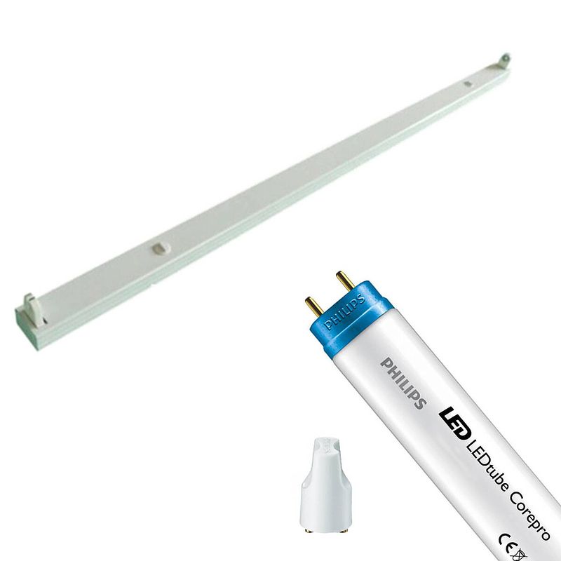 Foto van Led tl armatuur met t8 buis - aigi dybolo - 120cm enkel - philips - corepro ledtube em 865 - 14.5w - helder/koud wit