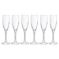 Foto van 6x champagneglazen/flutes 190 ml - 19 cl - champagne glazen - champagne drinken - champagneglazen van glas