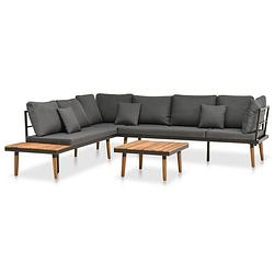 Foto van Vidaxl 4-delige loungeset met kussens massief acaciahout