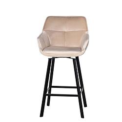 Foto van Giga meubel barstoel velvet - champagne - draaibaar - stoel shannon