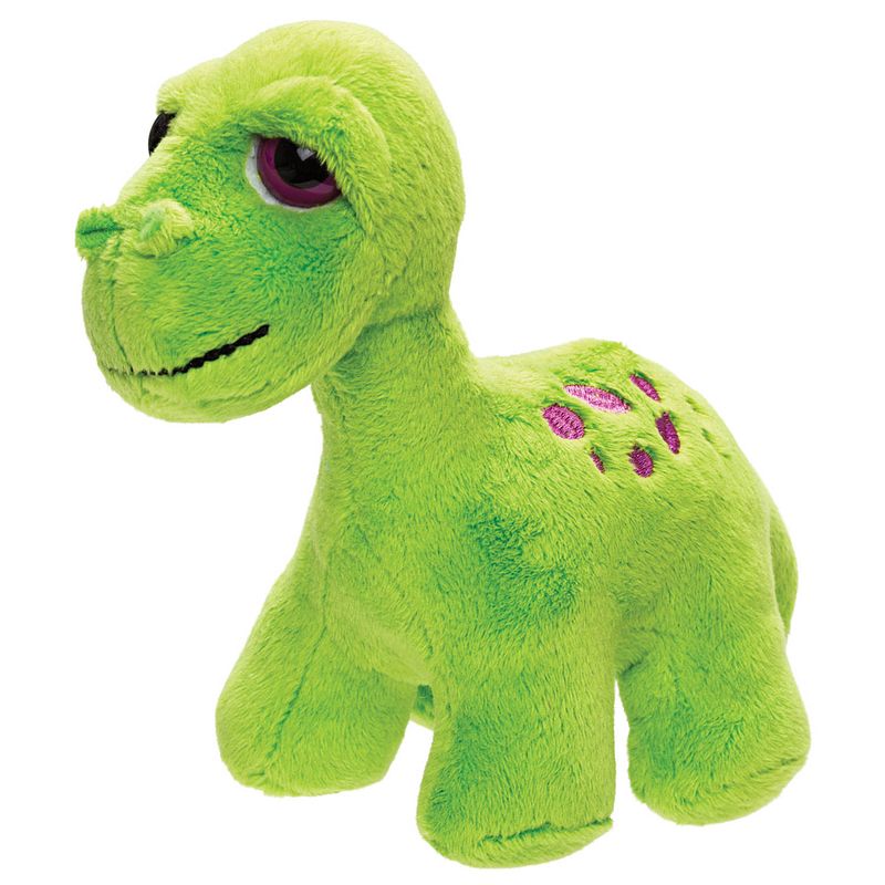 Foto van Suki gifts pluche knuffeldier dinosaurus - brontosaurus - groen - 17 cm - dino thema - knuffeldier