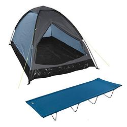 Foto van Hixa tent 1 persoons met veldbed - kampeerbed - festivaltent - campingbed - blauw