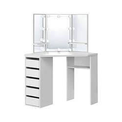 Foto van Ml-design kaptafel met led-verlichting, wit, 110x141,5x54 cm, gemaakt van mdf-spaanplaat