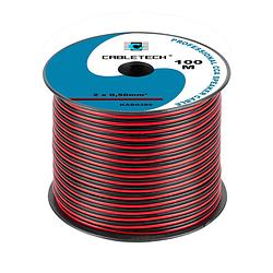 Foto van Cabletech speaker kabel luidsprekersnoer cca rood / zwart 2x 0.5mm haspel 100m