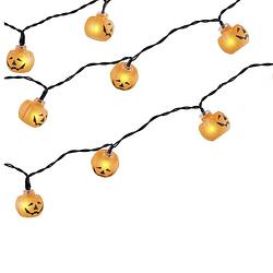 Foto van Halloween leda lichtsnoer pompoen - 165 cm - batterijen - voor binnen - feestdecoratievoorwerp