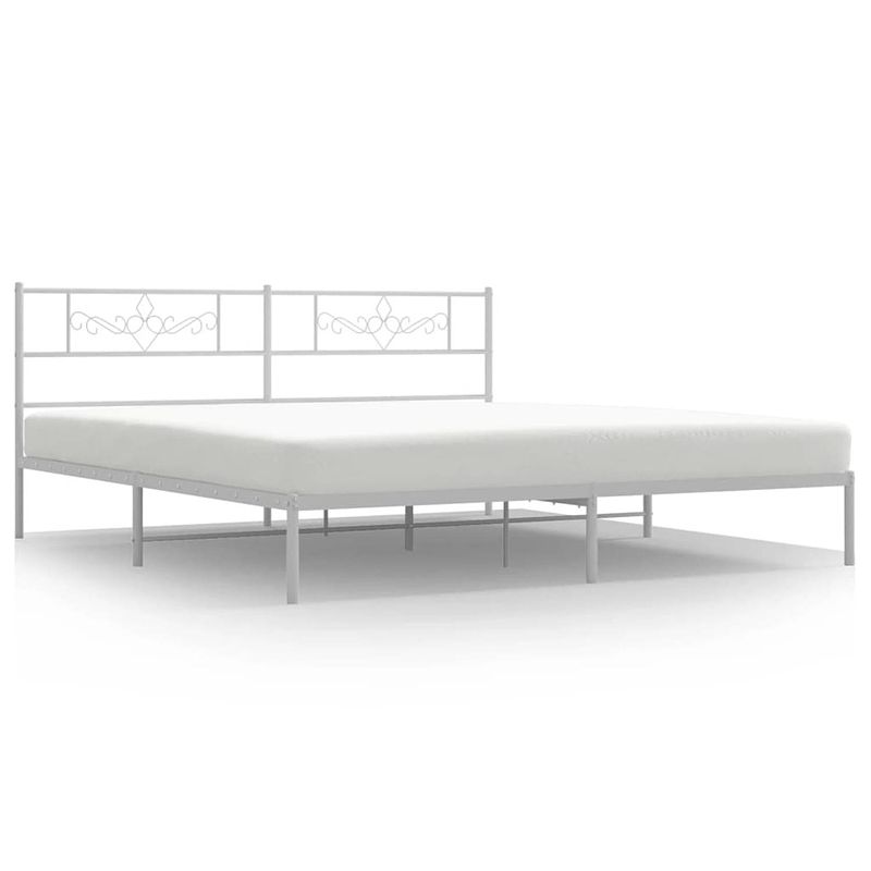 Foto van Vidaxl bedframe met hoofdbord metaal wit 200x200 cm