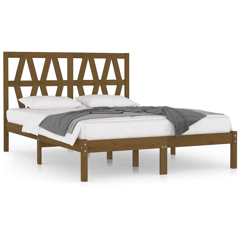 Foto van Vidaxl bedframe massief grenenhout honingbruin 200x200 cm