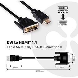 Foto van Club3d dvi / hdmi adapterkabel dvi-d 24+1-polige stekker, hdmi-a stekker 2.00 m zwart cac-1210 vlambestendig dvi-kabel