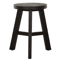 Foto van Must living stool toto,44xø30 cm, black recycled teakwood with natu...