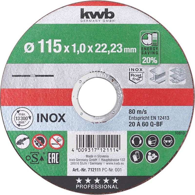 Foto van Kwb kwb 712111 doorslijpschijf recht 115 mm 22.23 mm 1 stuk(s)