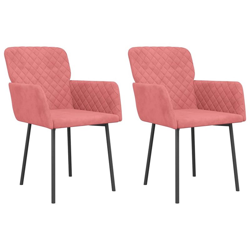 Foto van The living store eetkamerstoelen 2 st fluweel roze - eetkamerstoel