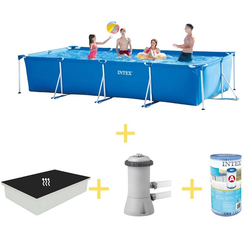 Foto van Intex zwembad - frame pool - 450 x 220 x 84 cm - inclusief solarzeil, filterpomp & filter