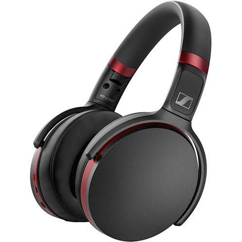 Foto van Sennheiser hd 458bt over ear koptelefoon bluetooth, kabel zwart/rood noise cancelling vouwbaar, headset, klankregeling, volumeregeling, touchbesturing