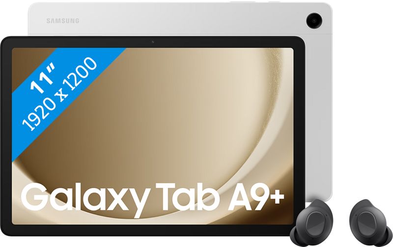 Foto van Samsung galaxy tab a9 plus 11 inch 128gb wifi zilver + buds fe zwart