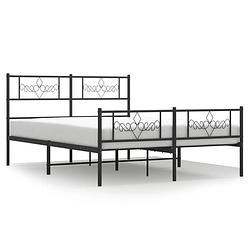 Foto van Vidaxl bedframe met hoofd- en voeteneinde metaal zwart 150x200 cm