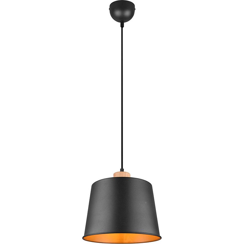 Foto van Led hanglamp - hangverlichting - trion hittal - e27 fitting - 1-lichts - rond - mat zwart - aluminium