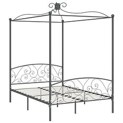 Foto van The living store metalen hemelbedframe - grijs - 211 x 149 x 227 cm - massief metaal - voor 140 x 200 cm matras - met