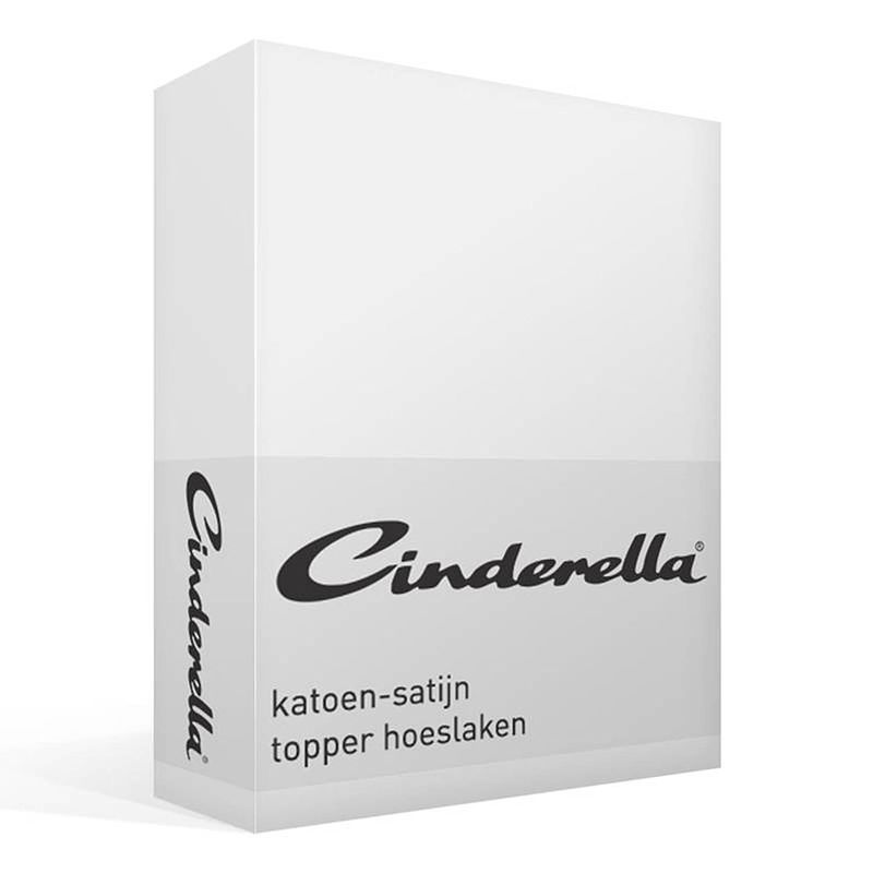 Foto van Cinderella katoen-satijn topper hoeslaken - 100% katoen-satijn - 2-persoons (120x200 cm) - white