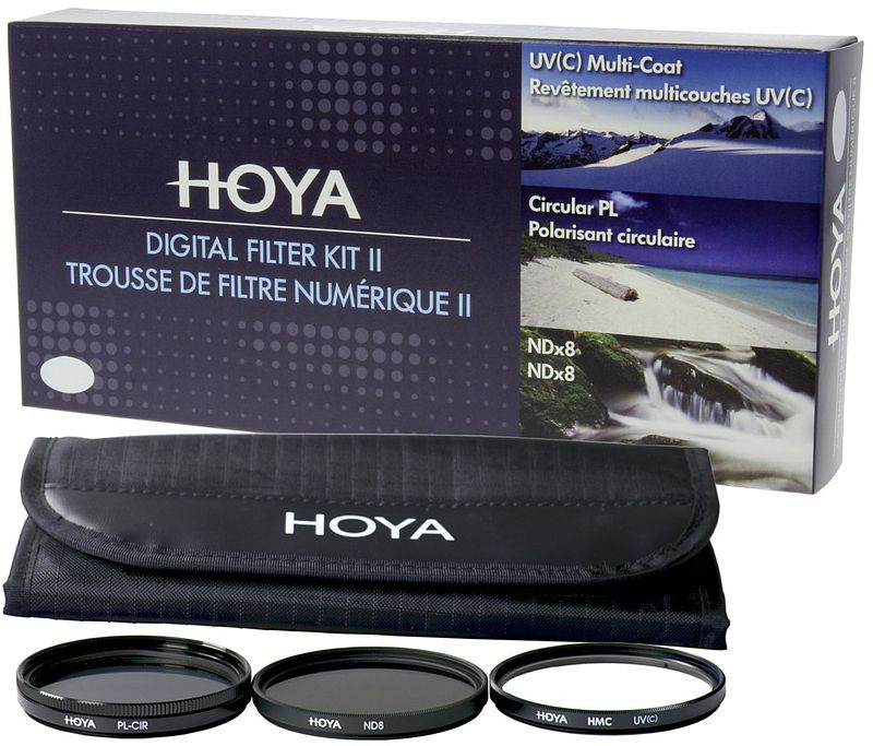 Foto van Hoya digital filter kit ii 58mm - uv, polarisatie en ndx8 filter