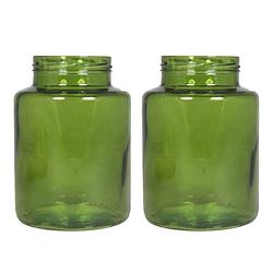 Foto van Set van 2x bloemenvazen - groen/transparant glas - h25 x d17 cm - vazen