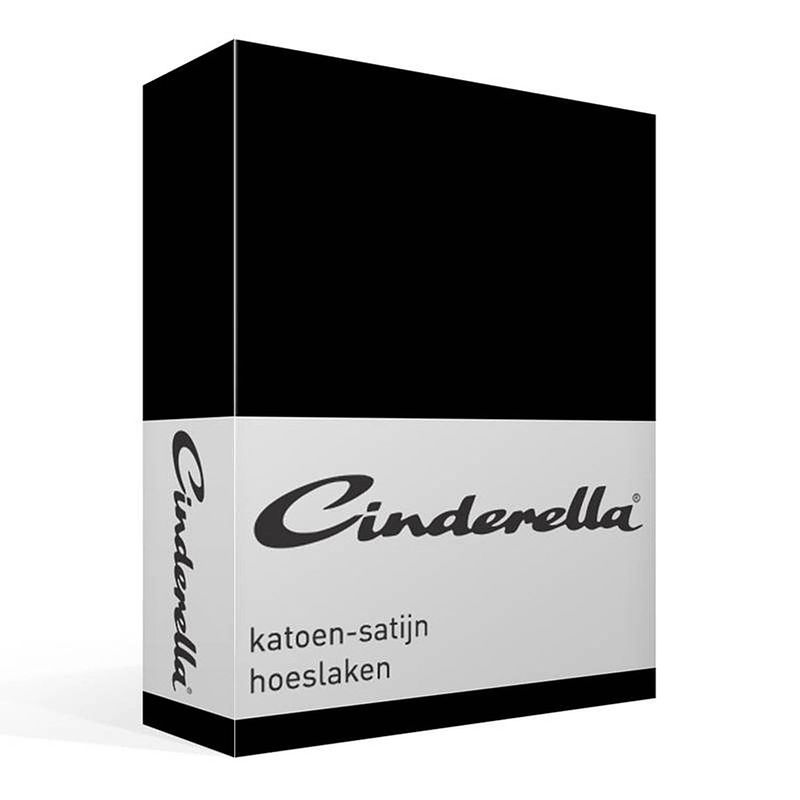 Foto van Cinderella katoen-satijn hoeslaken - 100% katoen-satijn - lits-jumeaux (180x200 cm) - black