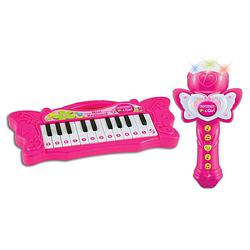 Foto van Bontempi keyboard igirl met microfoon 22 toetsen roze 26 cm