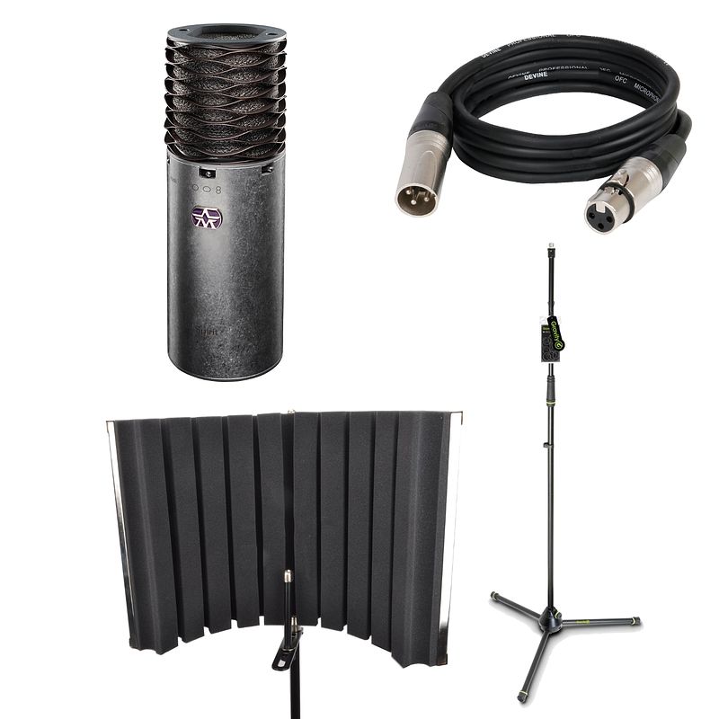 Foto van Aston microphones spirit met reflectiefilter, kabel en statief