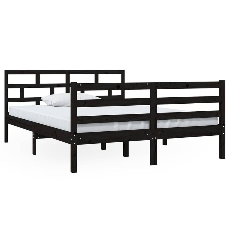 Foto van Vidaxl bedframe massief grenenhout zwart 140x190 cm