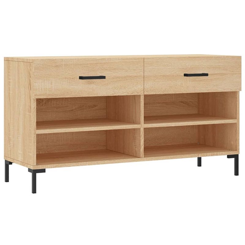 Foto van The living store schoenenbank - sonoma eiken - 102 x 35 x 55 cm - duurzaam houten materiaal