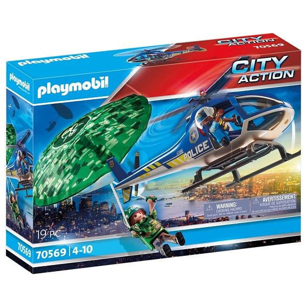 Foto van 70569 playmobil politiehelikopter parachute achtervolging