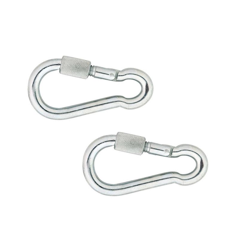 Foto van 4x stuks snaphook / karabijnhaak / snaphooks met schroefsluiting verzinkt staal 7 cm - karabijnhaken