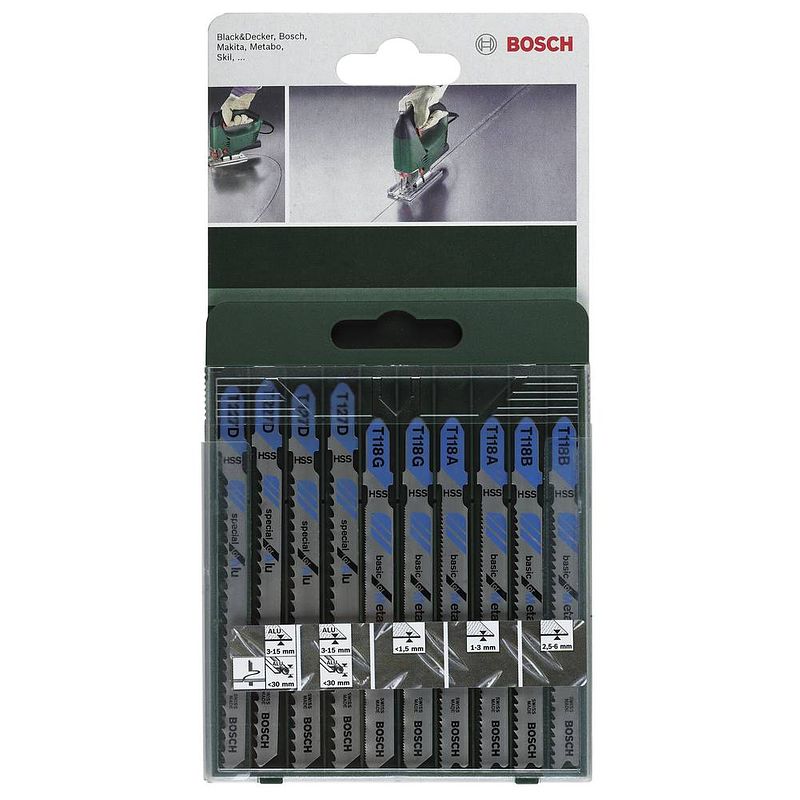 Foto van Bosch accessories 2609256745 10-delig decoupeerzaagbladen-set met t-schacht n/a 1 set(s)