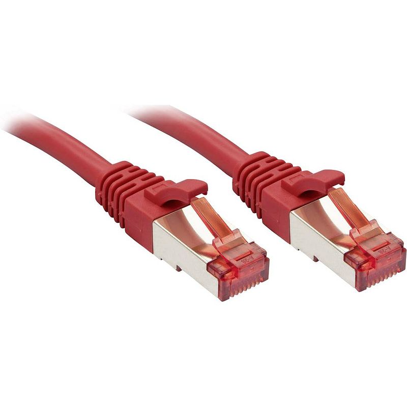 Foto van Lindy 47738 rj45 netwerkkabel, patchkabel cat 6 s/ftp 10.00 m rood snagless 1 stuk(s)