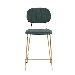 Foto van Giga meubel barstoel groen - goud - zithoogte 65cm - stoel jin luxe