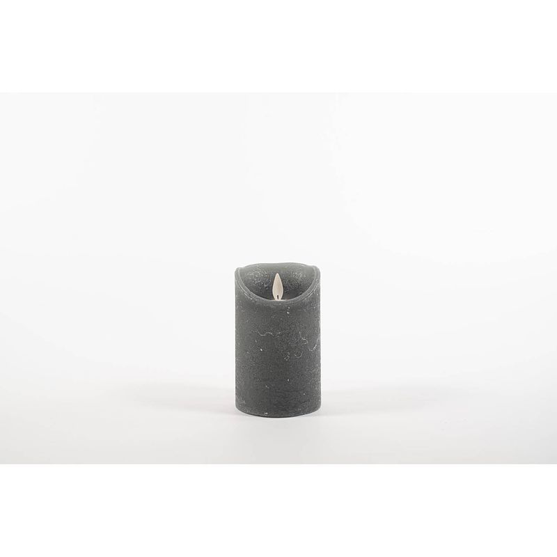 Foto van Anna'ss collection - rustic wax candle moving flame 7,5x12,5cm grey 3 x aa