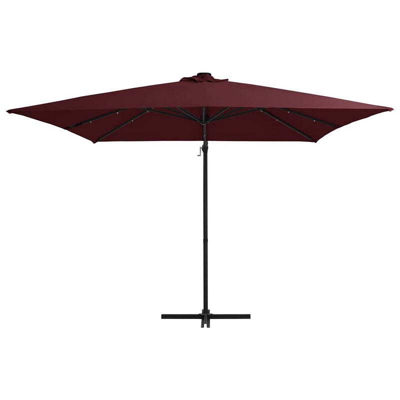 Foto van The living store hangende parasol - led verlichting - uv-beschermend - 250x250x247cm - bordeauxrood