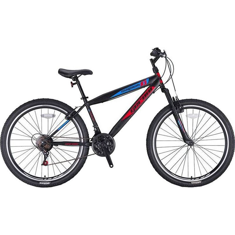 Foto van Geroni hardtail mountainbike magnum 24 inch 36 cm junior 21v v-brakes zwart/rood