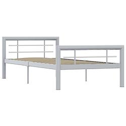 Foto van The living store metalen bedframe - grijs/wit - 212 x 97.5 x 65.5 cm - 90 x 200 cm - massieve constructie