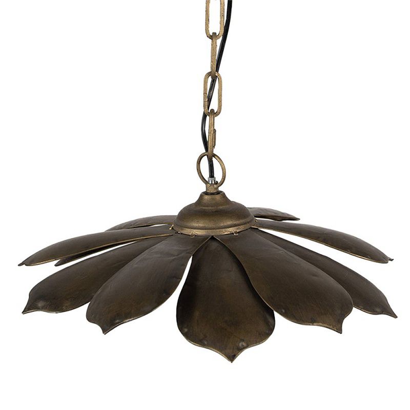 Foto van Haes deco - hanglamp - city jungle - koperkleurige bladeren lamp, 41x41x16 cm - hanglamp eettafel, hanglamp eetkamer