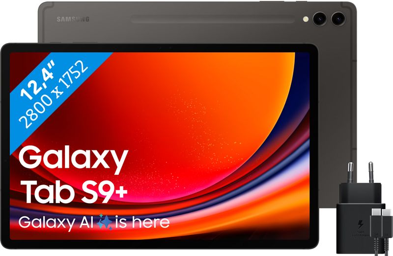 Foto van Samsung galaxy tab s9 plus 12.4 inch 512 gb wifi zwart + samsung oplader