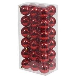 Foto van 36x kunststof kerstballen glanzend rood 6 cm kerstboom versiering/decoratie - kerstbal