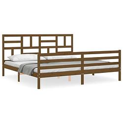 Foto van The living store bed frame - massief grenenhout - multiplex lattenbodem - functioneel hoofd- en voeteneinde -