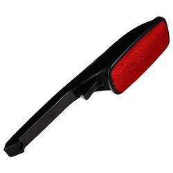 Foto van 2x stuks kledingborstel/pluizenborstel zwart/rood 25 cm met roterende kop - kledingborstels