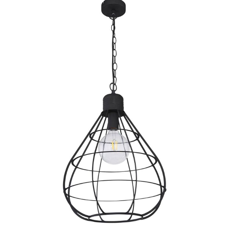 Foto van Industriële hanglamp clastra - l:40cm - e27 - metaal - zwart