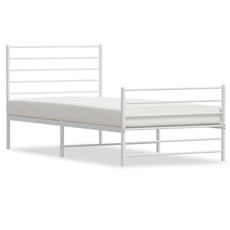 Foto van The living store bed classic - metalen - wit - 196 x 95 x 90 cm - robuust - geen matras