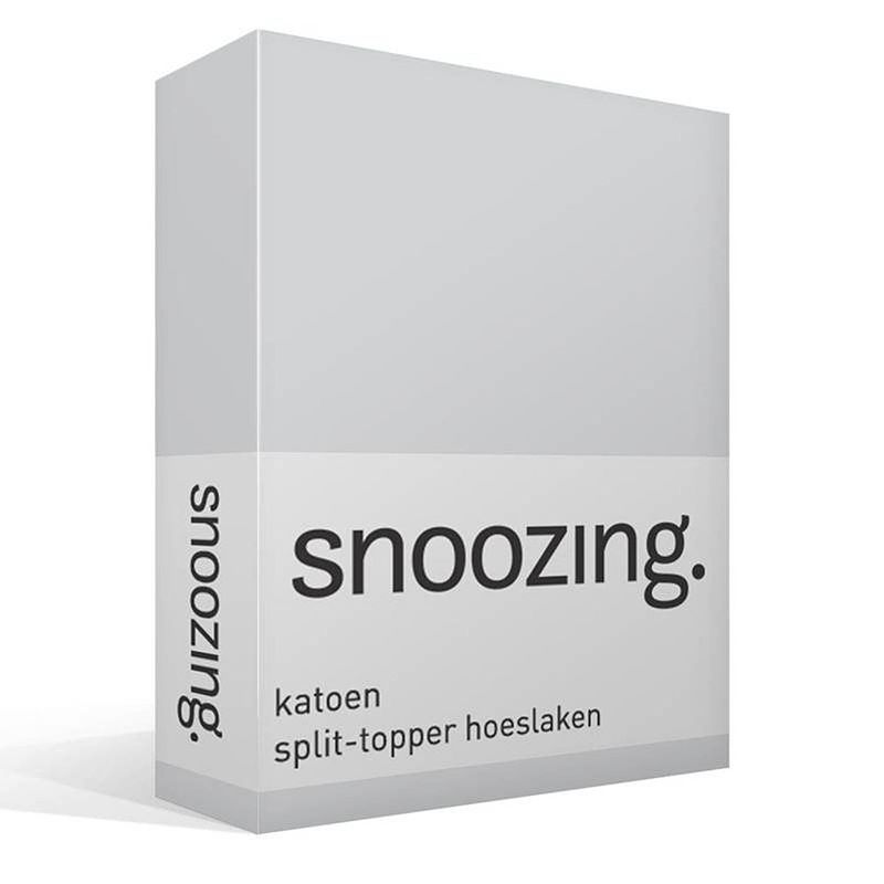 Foto van Snoozing - katoen - split-topper - hoeslaken - lits-jumeaux - 160x210/220 cm - grijs